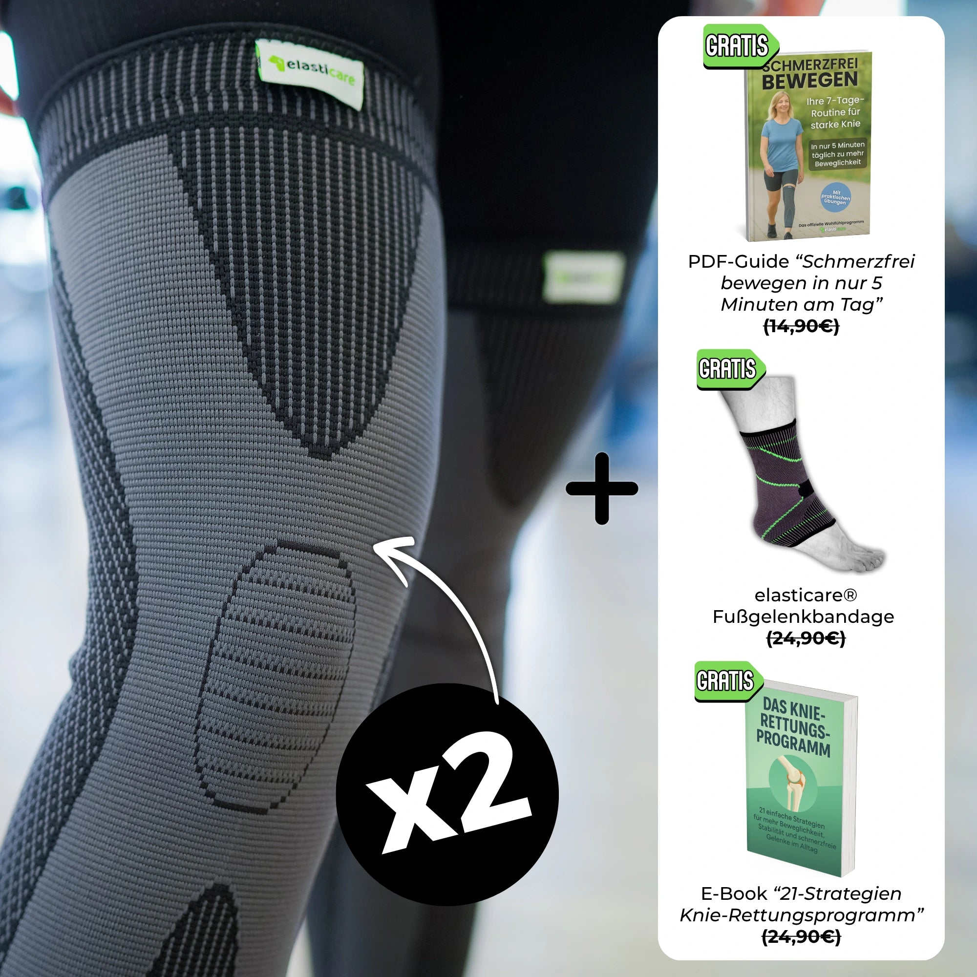 elasticare® - Kniebandage für maximale Stabilität & Bewegungsfreiheit bei Arthritis & Schwellungen